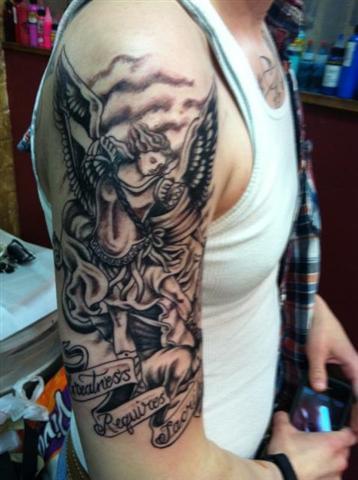 Cross+with+dog+tags+tattoo
